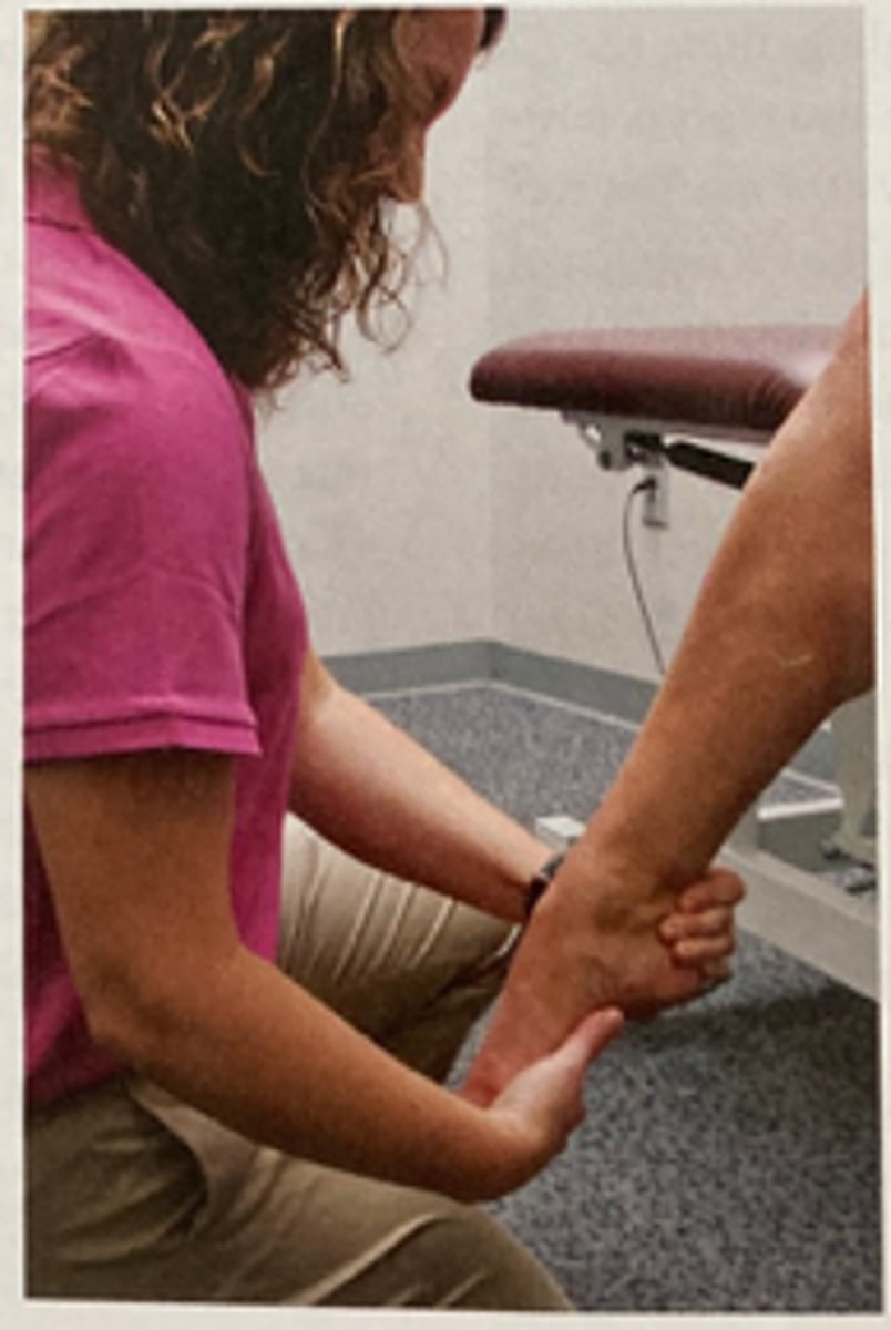 <p>resisted ankle PF and eversion</p>