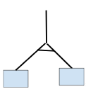 two shapes connected by slanted bars with a line in the middle
