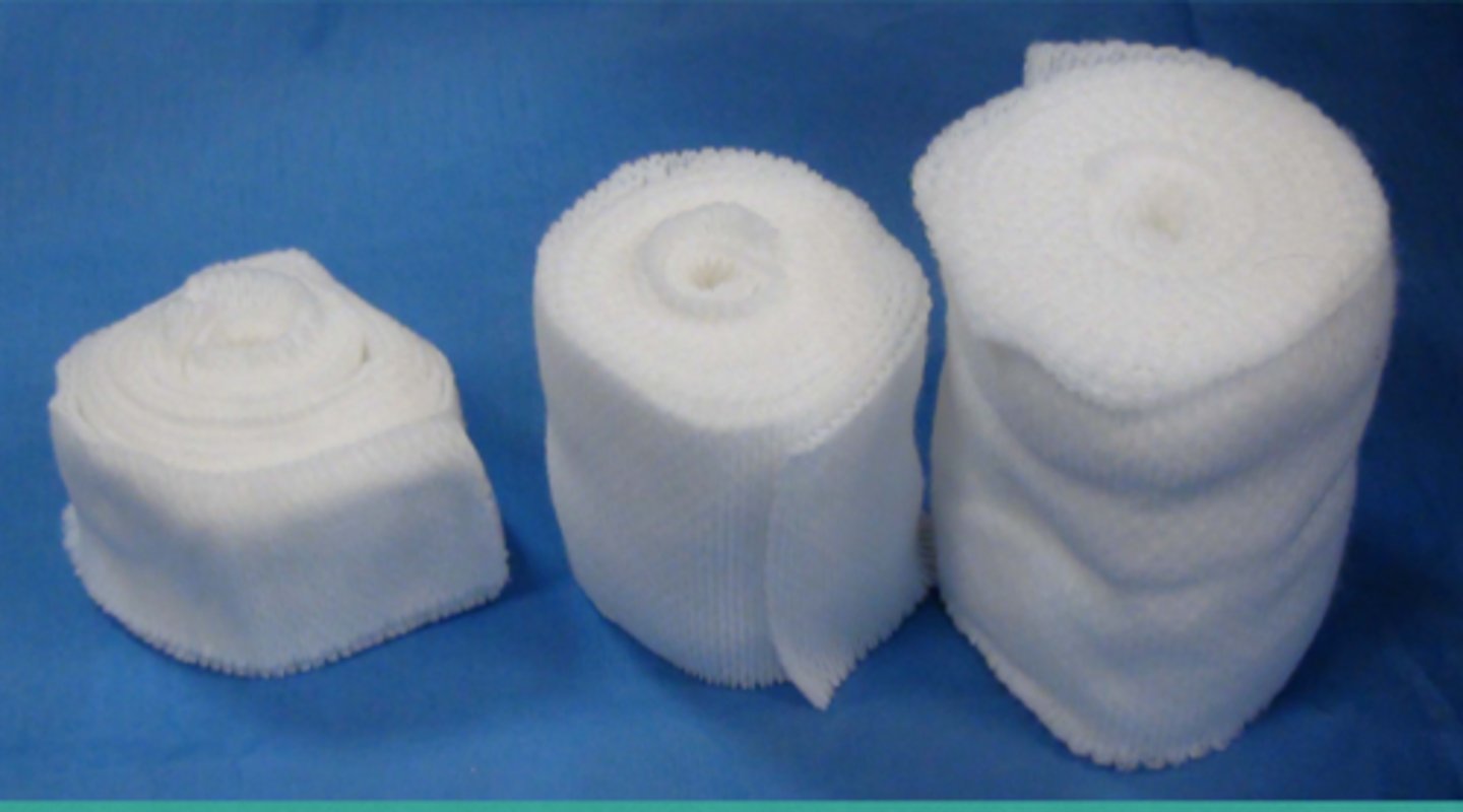 <p>Another type of cast padding is called specialist. It is more elastic and conforming than the cast padding. It self bonds meaning it clings to itself to create a smooth surface underneath a cast and does not fold on itself.</p><p>Secondary layer.</p>