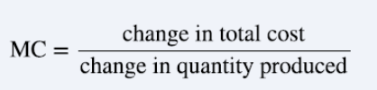 <ul><li><p>change in total cost from producing a small amount of additional output</p></li></ul><p></p>