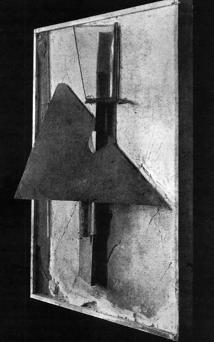 <p>Stucco, Glass, Asphalt,Tatlin's 1914 artwork that showed how the natural qualities of materials like iron, stucco, glass, and asphalt guided its form.</p>