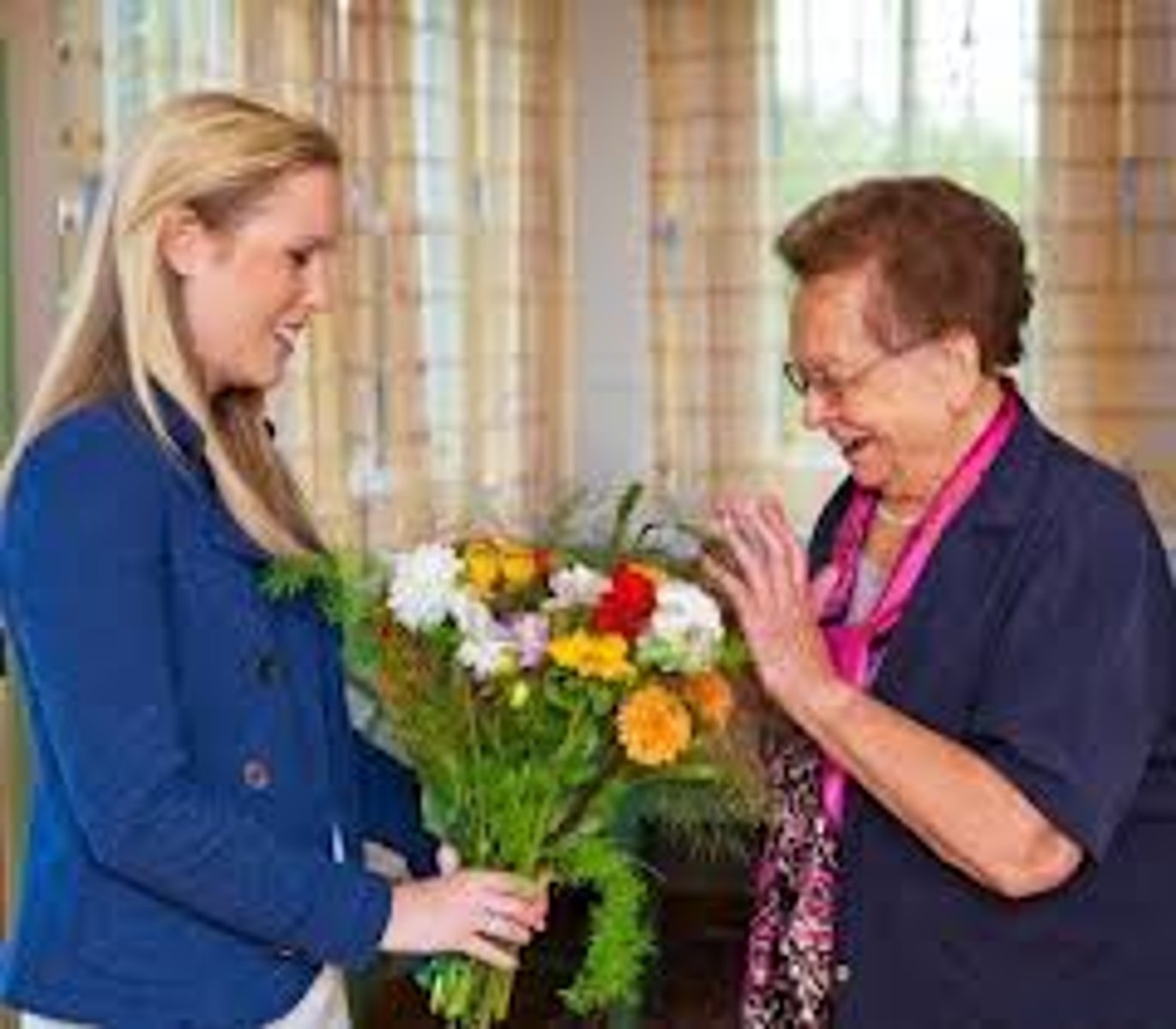<p>to visit (a person)</p>
