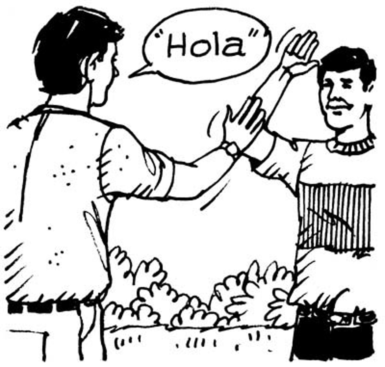 <p>to greet (each other)</p>