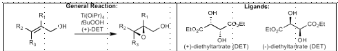 <p>Allylic alcohol required </p><p>Alcohol in top right corner, (+)-DET attacks from top face</p>