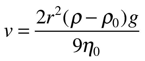 <ul><li><p>velocity of sedimentation of spherical particle having density p in medium p0 and viscosity no is given my stoke’s law</p></li><li><p>g= acceleration due to gravity</p></li></ul><p></p>