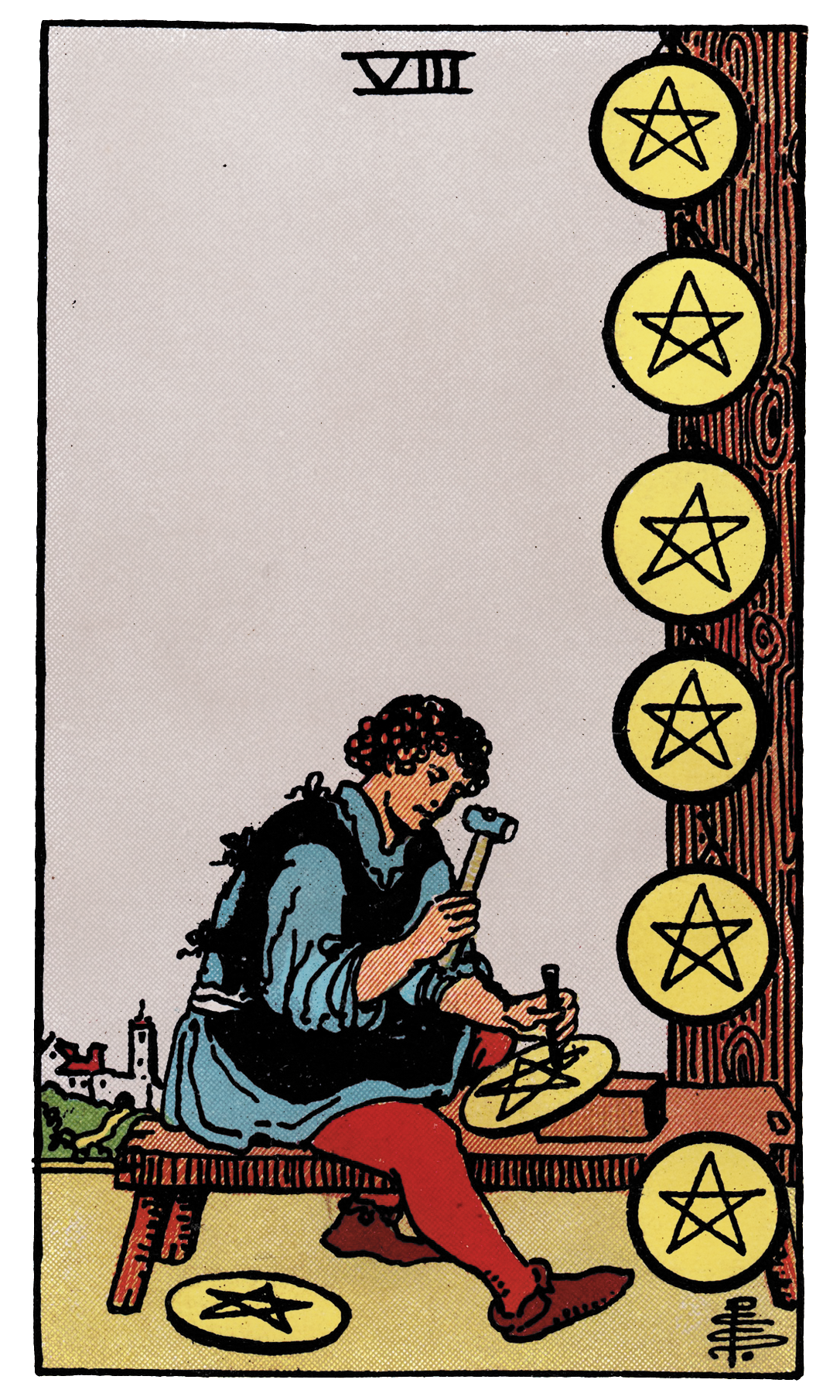 <p>VIII of Pentacles</p>