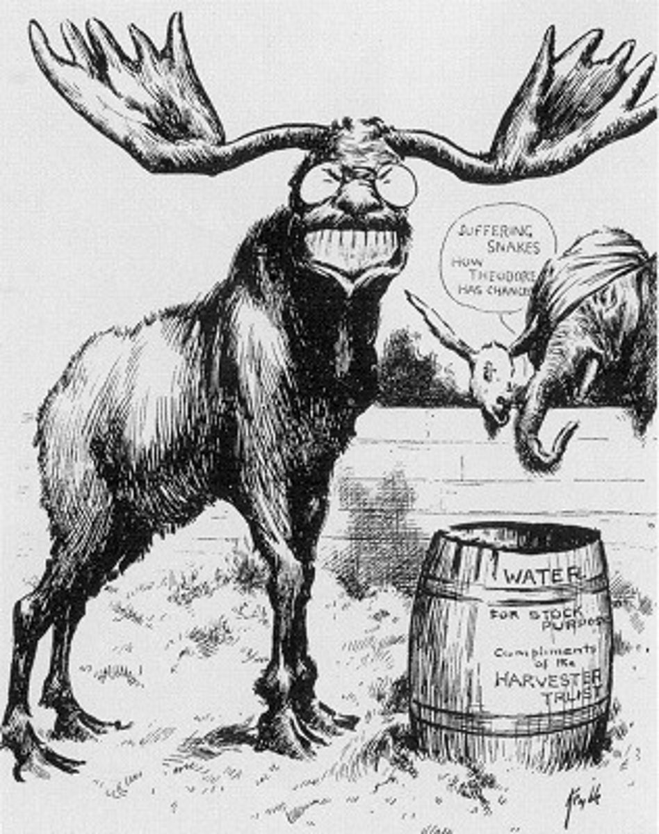 <p>1. Progressive Republicans. Nickname spawned from Roosevelt's belief that he was as strong as a bull moose (after an assassination attempt that led to a bullet in his chest afterword he proceeded to give a 90 minute speech before being taken to the hospital). New Nationalism was TR's new domestic program where he called for more government regulation of business and unions, women's suffrage and more social welfare programs.</p><p>2. Election of 1912; Robert La Follette was supposed to run on this party's ticket in the 1912 but was replaced by TR due to family issues.</p><p>3. TR and Taft split the Republican vote allowing the Democrat Wilson to win the 1912 Election. New Nationalism has lasting influence as seen from FDR's New Deal and LBJ's Great Society.</p>