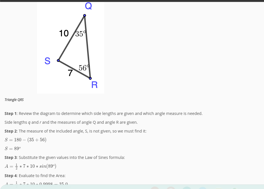 <p>Area using law of sines</p>