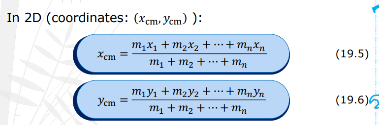 <p>(Product of masses and X/Y)/ Sum of masses</p>