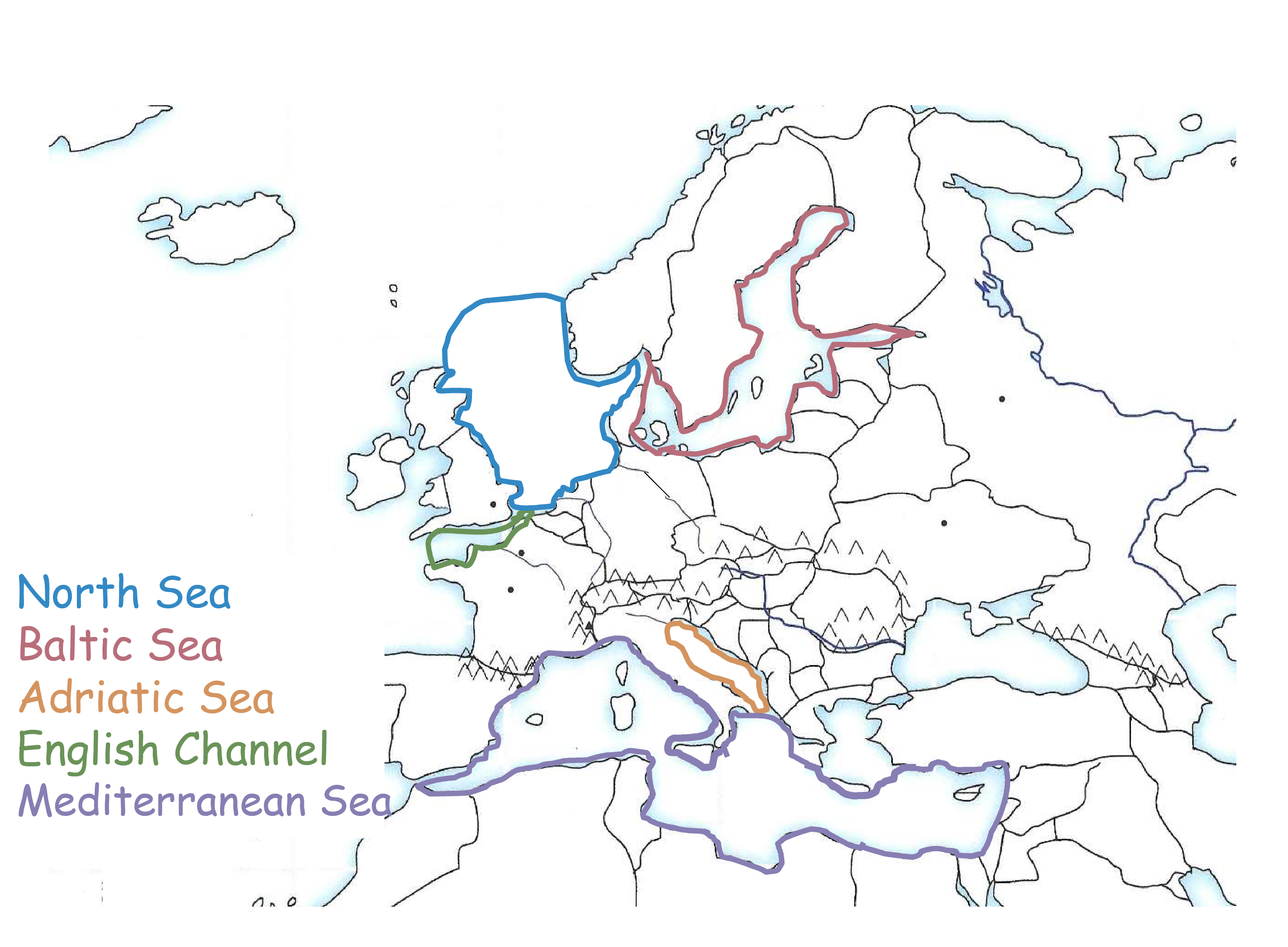 <p>Adriatic Sea. Orange outline. East of Italy (the cowboy boot).</p>