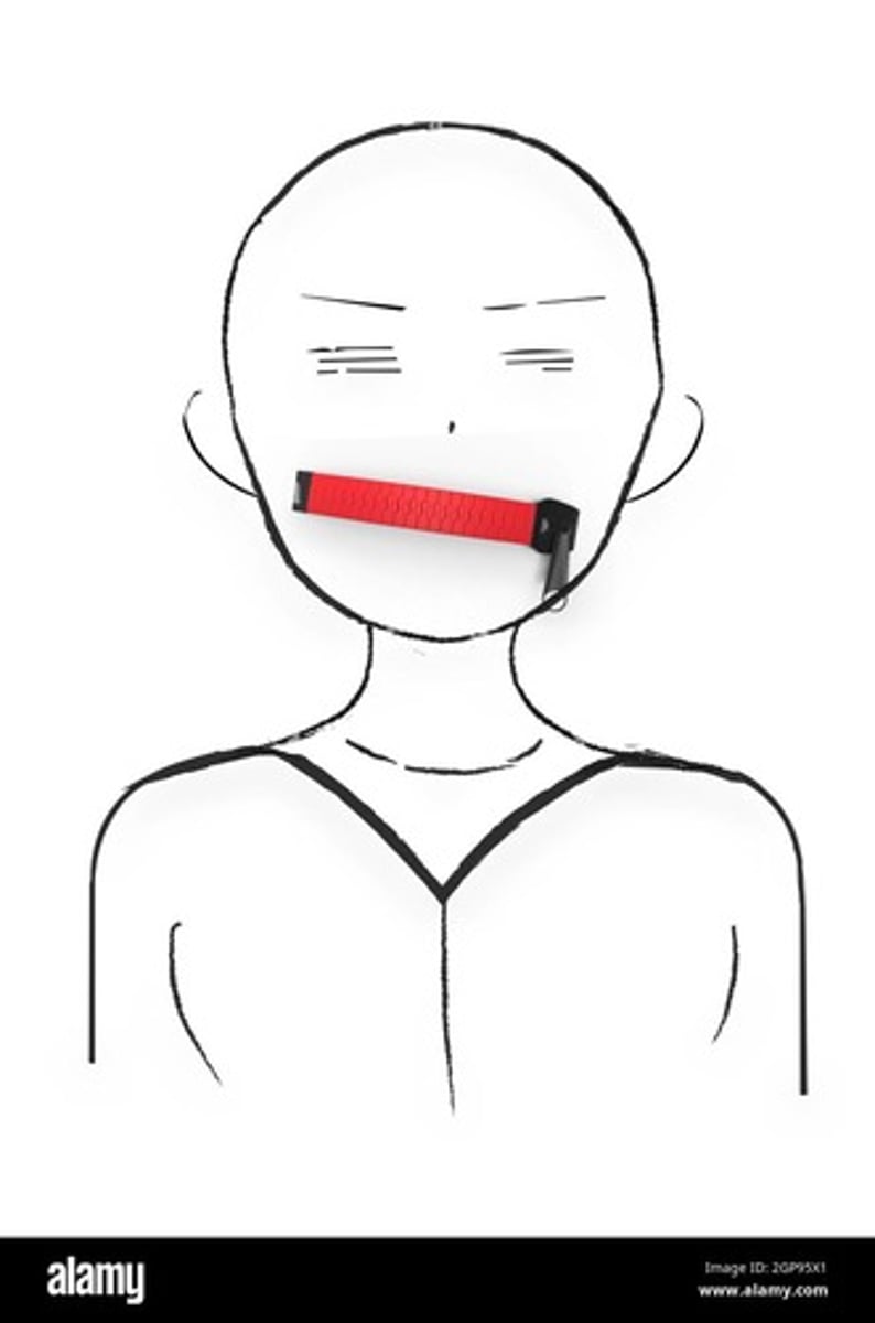 <p>to clamp tightly, shut one's mouth</p>