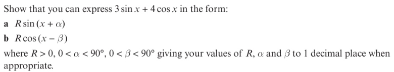 <p>Examples of simplifying acosx±bsinx</p>