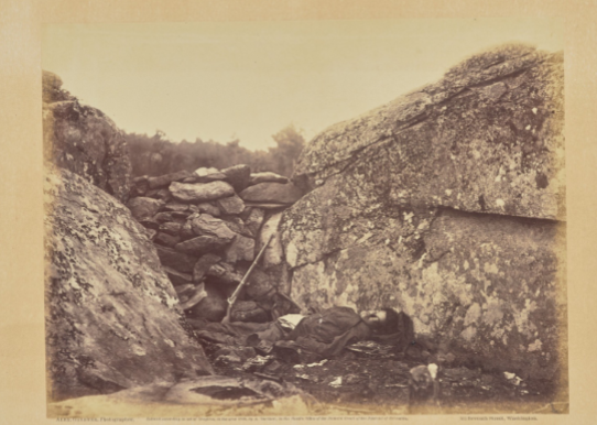 <p><span style="font-family: sans-serif">Alexander Gardner, Home of a Rebel Sharpshooter, Gettysburg, 1863</span></p>