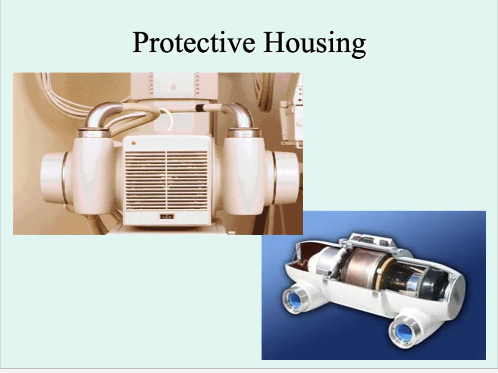 <p><strong>How does protective housing <u>protect</u> the X-ray tube?</strong></p>