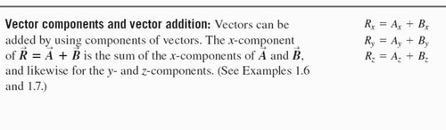 <p>According to the rules of vector addition.</p>