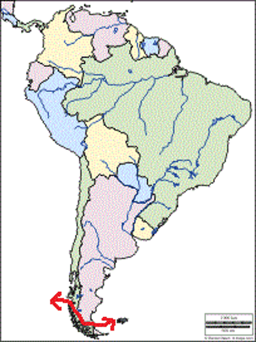 <p>a natural sea route separating mainland South America and Tierra del Fuego</p>