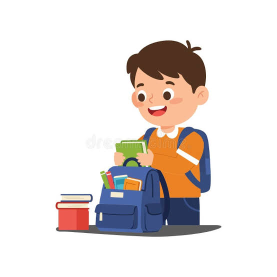 <p>He put </p><p>He put his school supplies in his bag</p>