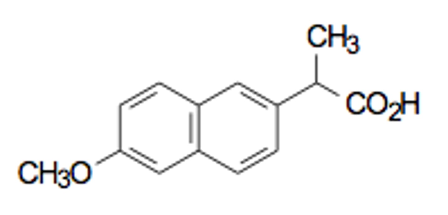 <p>non selective reversible COX inhibitor equipotent to aspirin and ibuprofen</p>