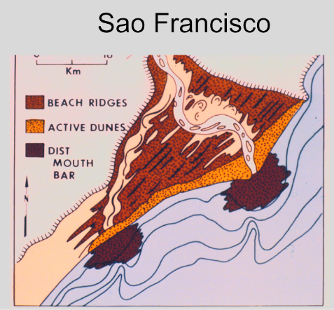 <p><span>Don’t really look like a delta, relatively small, and depends on longshore current patterns</span></p>