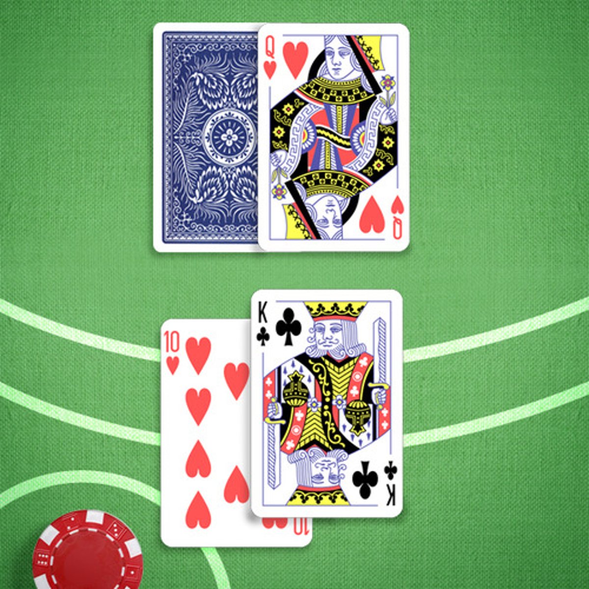 <p>You: 10,10</p><p>Dealer's Upcard: 10</p>