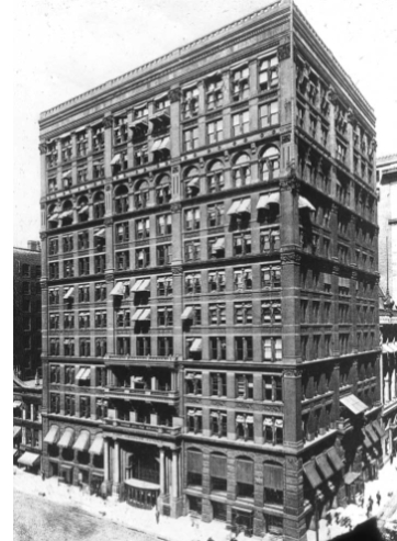 <p>Home Insurance Building, William LeBaron Jenney, Chicago, 1880’s</p>
