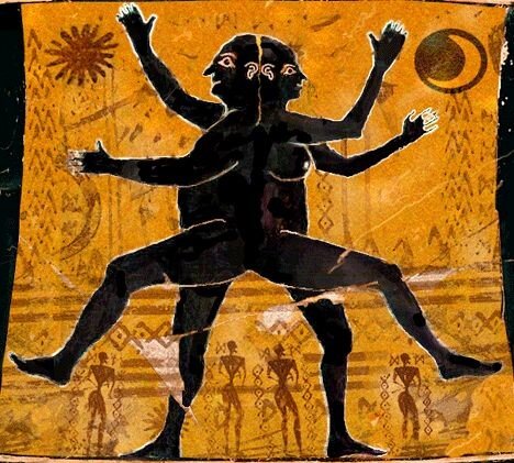 Why were the four armed humans split in two