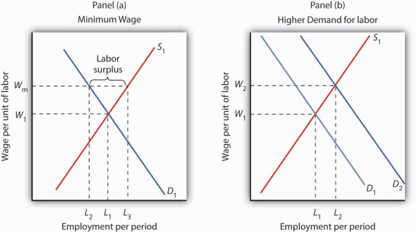 Fig. 2 Perfectly competitive labor market with Minimum wage