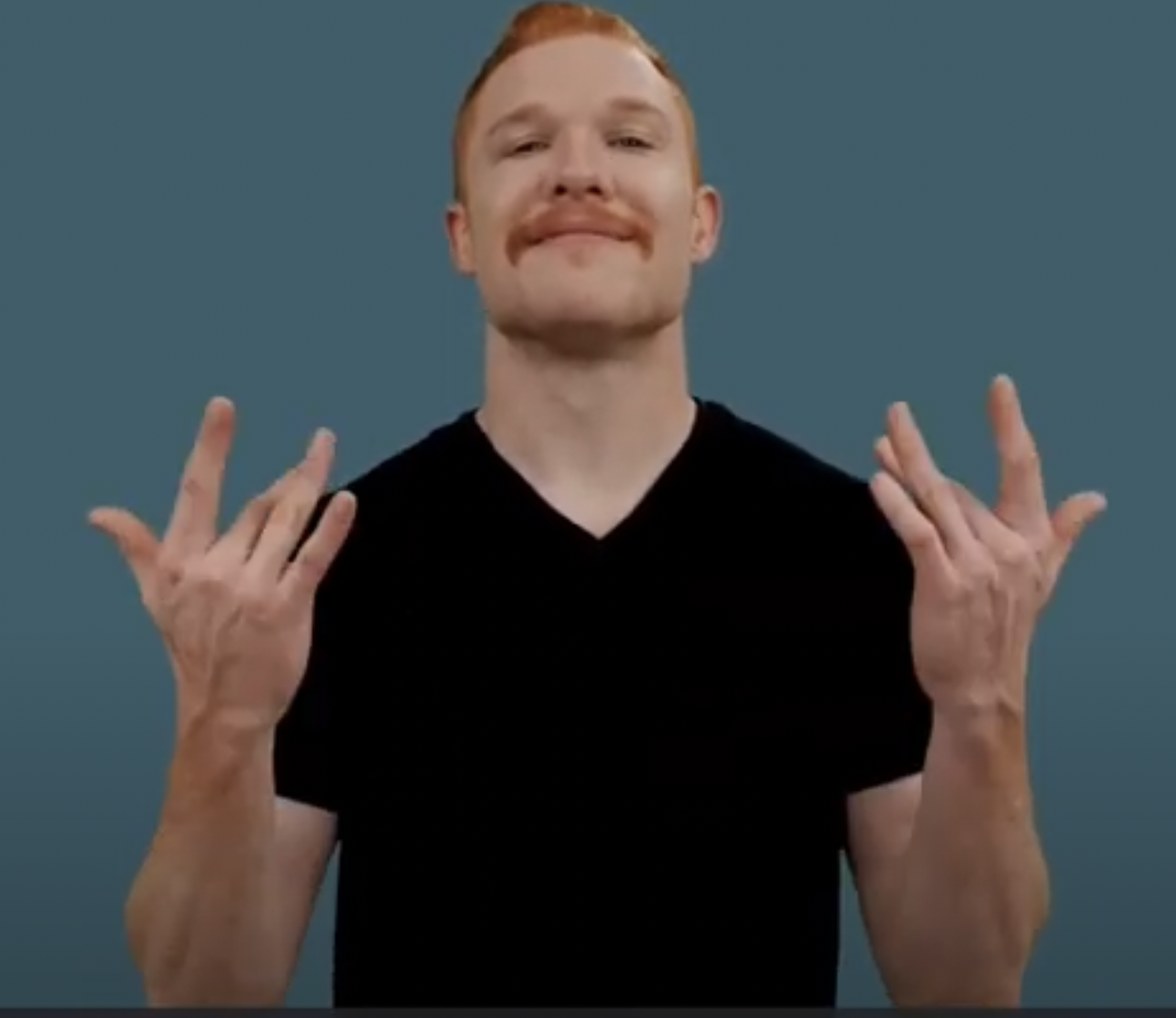 <p>middle fingers on chest, coming up like this</p>