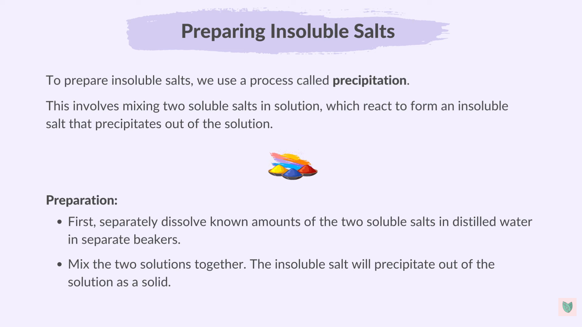 <p>Preparing Insoluble Salts</p>