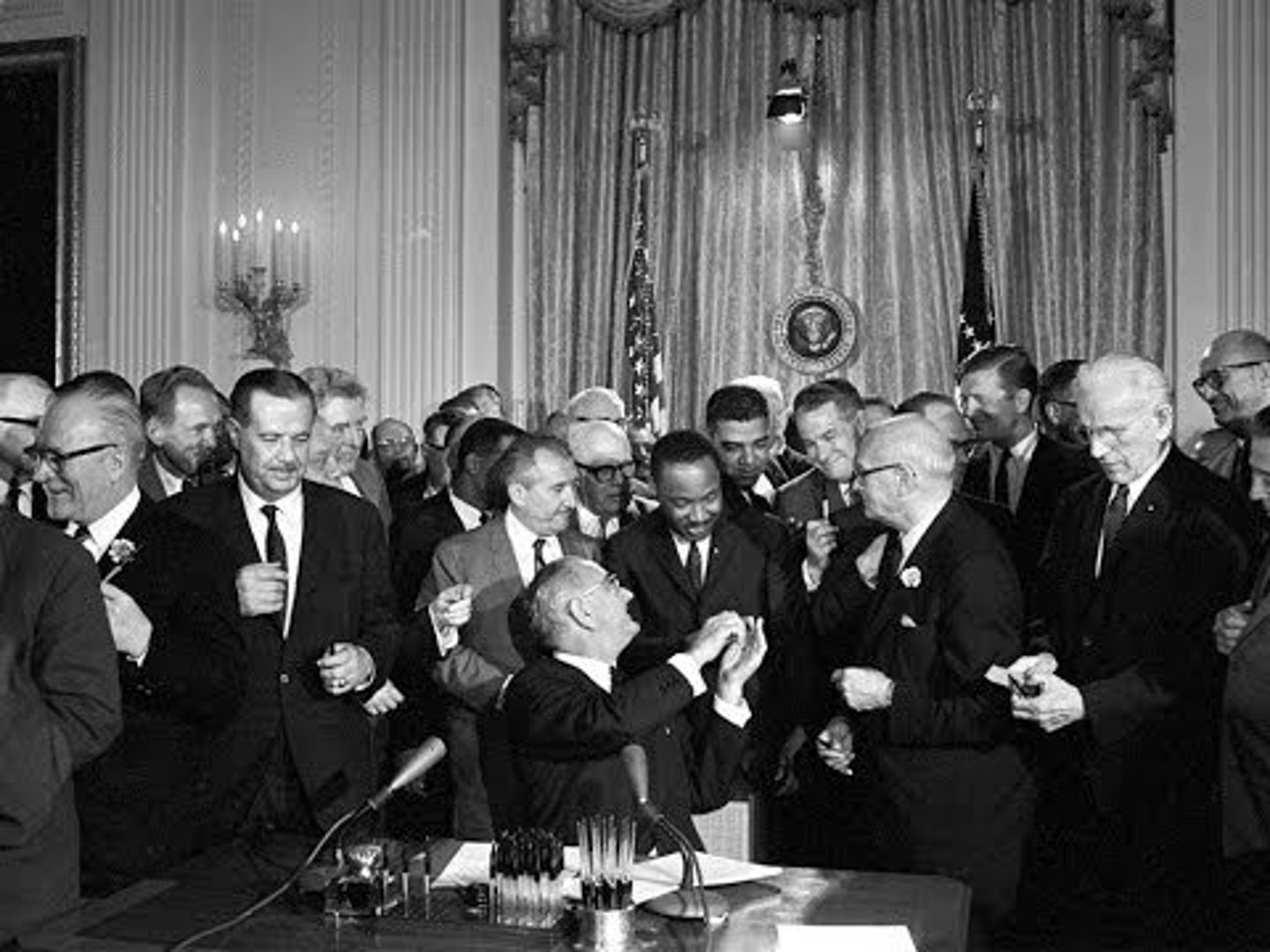 <p>A set of laws that prevented discrimination based on race or sex, supported desegregation of schools, and strengthened voting rights protections.</p>