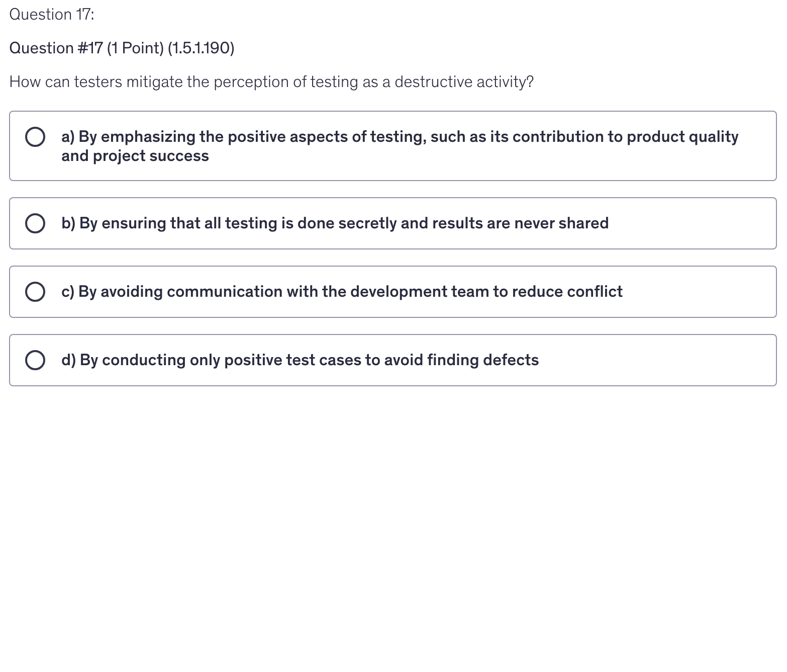<p>How can testers mitigate the perception of testing as a destructive activity?</p>