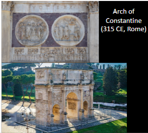<p>Arch of Constantine, 315 CE, Rome (Dominate or Late Antiquity)</p>