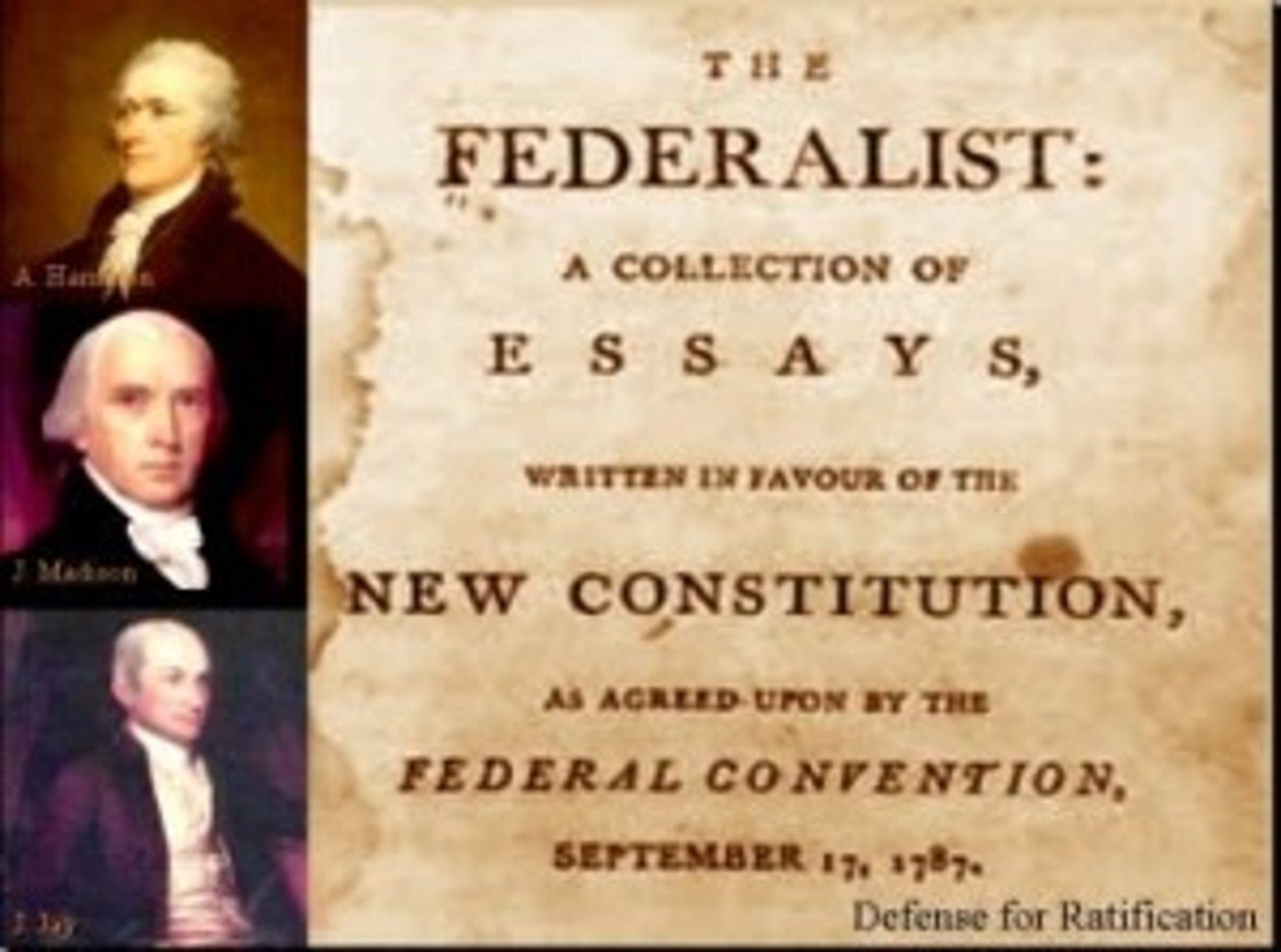 <p>a series of 85 essays written by Hamilton, Madison, and Jay (using the name "publius") published in NY newspapers and used to convice readers to adopt the new constitution</p>