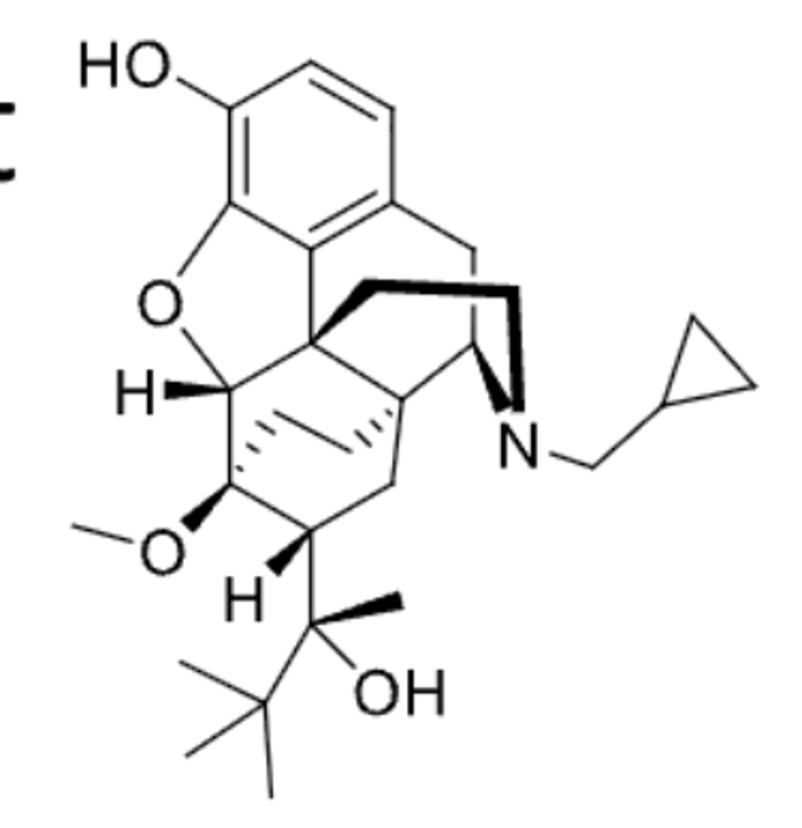 <p>- morphine opioid analgesic that is a partial agonist and is used in pain and withdrawal symptoms </p><p>- occupies MOR but activates MOR at a lower efficacy than morphine and has a "ceiling" on analgesia and side effects</p><p>- lower risk of respiratory depression than a full agonist morphine</p><p>- tolerance development with chronic use</p><p>- low-dose injection and transdermal patches for moderate-severe chronic pain</p><p>- high-dose SL tablets also containing naloxone are used for the treatment of opioid addictions</p><p>- medication for opioid use disorder</p>