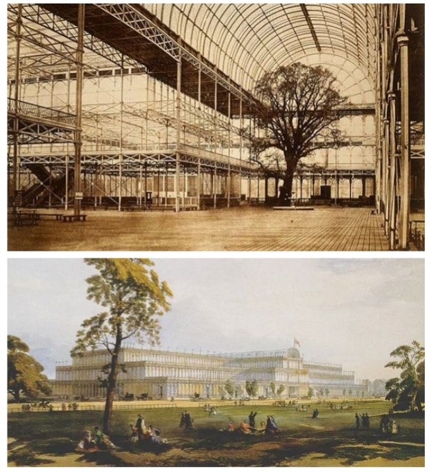 architect, parliament member, gardener
uses standardized measurements of iron and glass
illustrated division of labor
