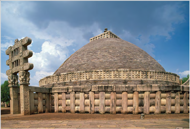 <p><span><strong>Maurya Dynasty,</strong><em> Great Stupa at Sanchi</em><strong>, India, c. 300 BCE-100 CE (exterior view)</strong></span></p>