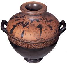 <p>Kleophrades Painter: Athenian red-figure hydria - Iliupersis (Sack of Troy), Greek, c. 490 BCE</p>