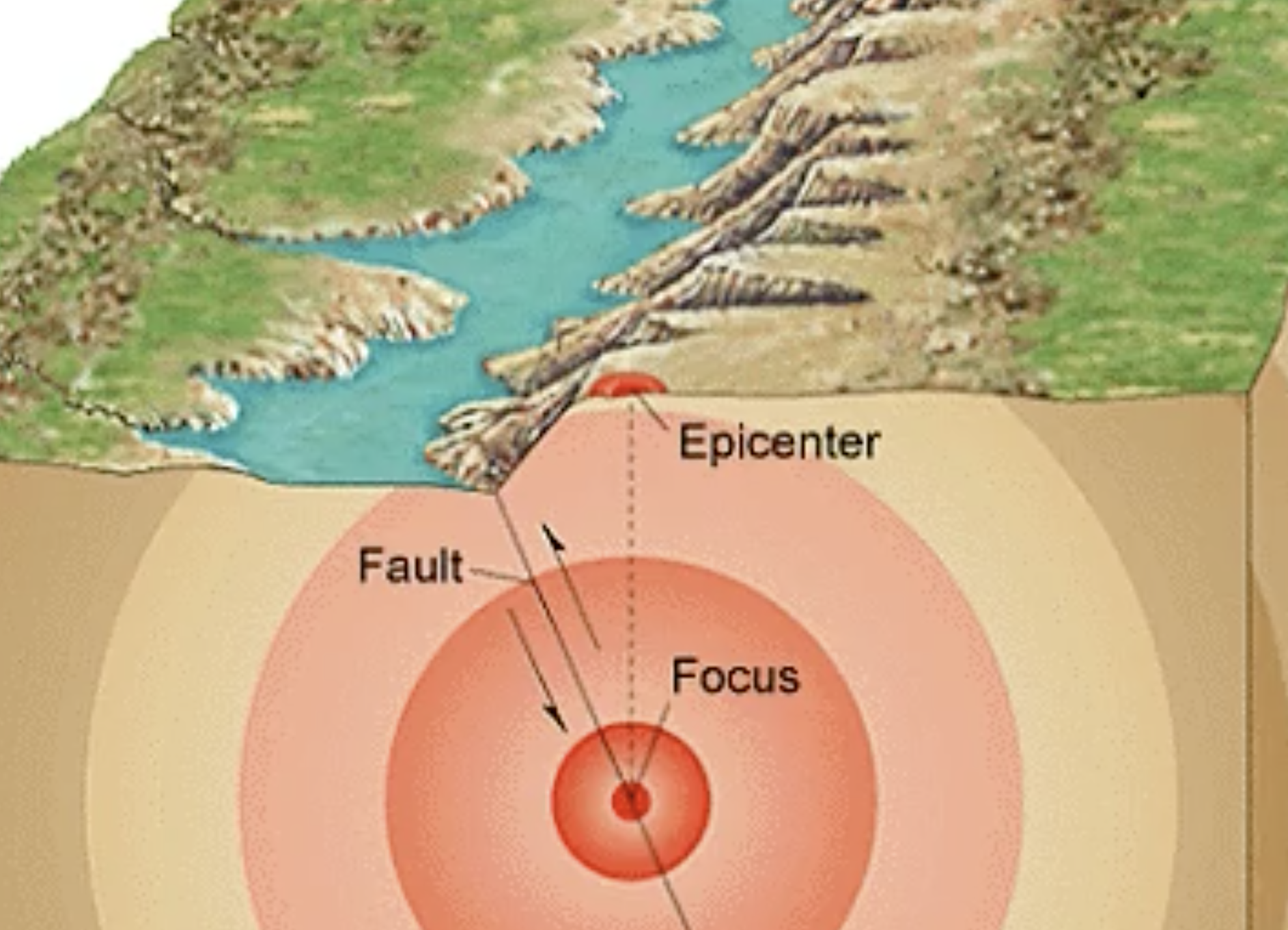 <p>The exact point on the surface of Earth directly above where rock ruptures during an earthquake </p>