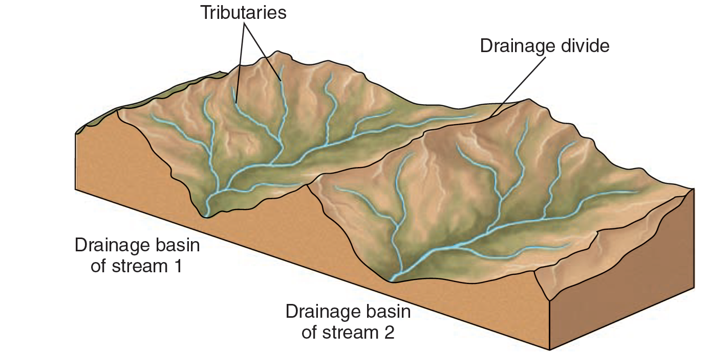 <p>A ridge separating two drainage basins</p>