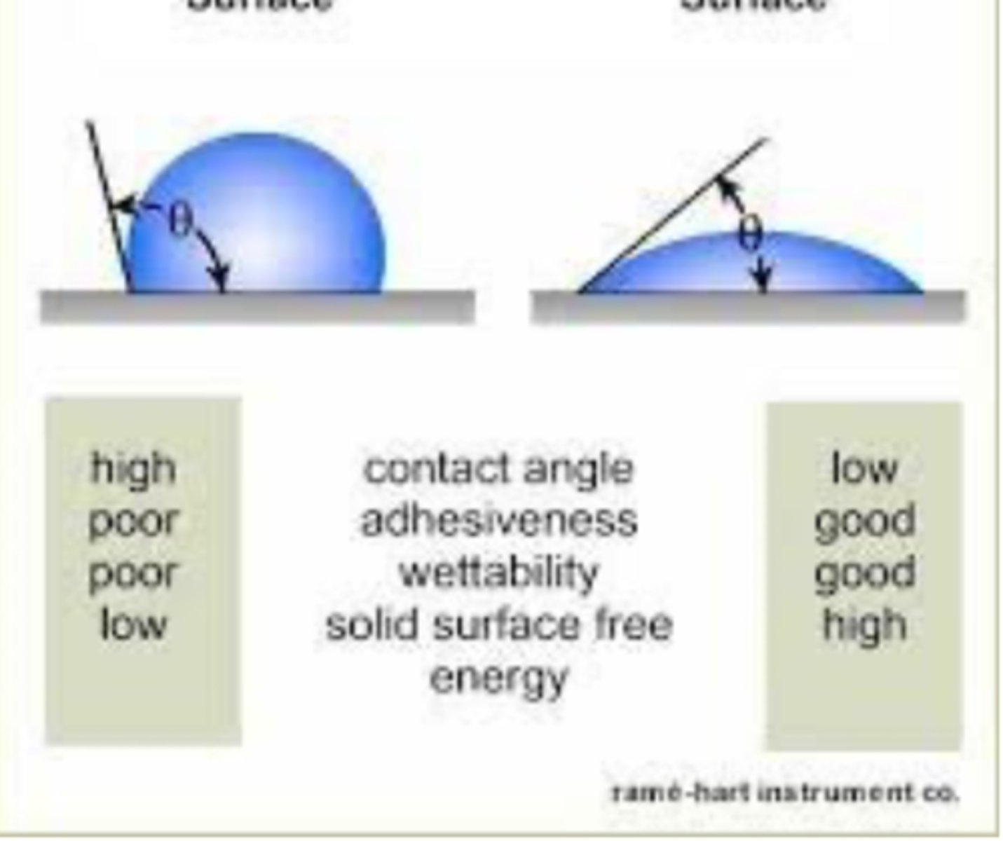 <p>Which surface is hydrophilic: left or right diagram?</p>
