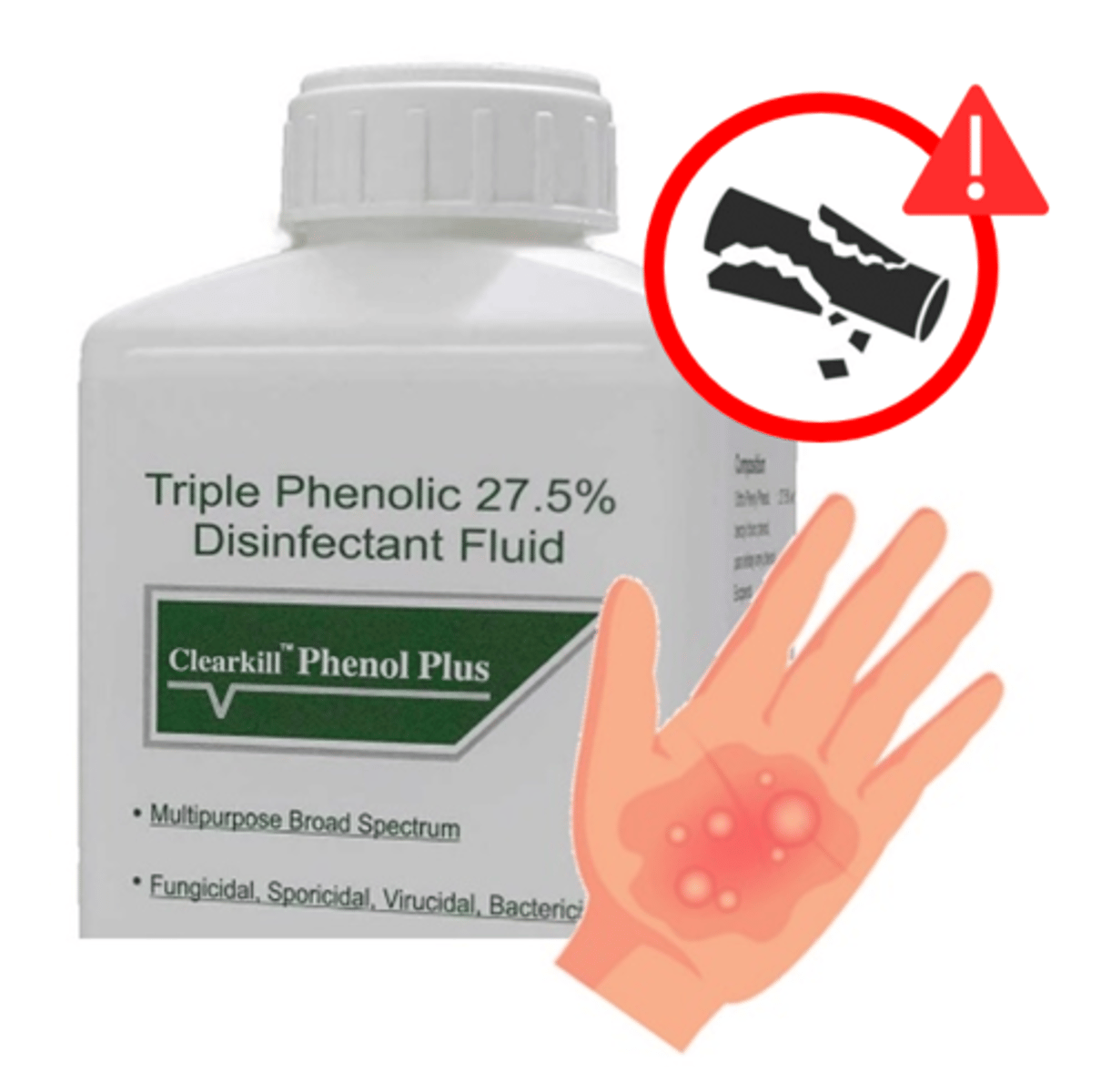 <p>low- to intermediate-level disinfectants containing phenol that can corrode stainless steel & some plastics; they leave a residual film that can irritate skin</p>