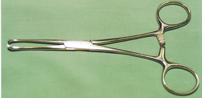 * Crushing/ grasping forceps
* Should not be used on live tissue
  * If it stays in patient do not use these