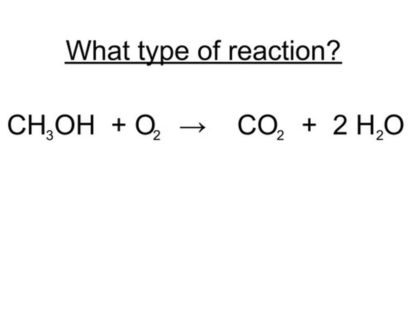 <p>a hydrocarbon always reacts w oxygen and the products are always carbon dioxide+water vapor. Ex: 2 C4H10 (g) + O2 &gt;&gt; 8 CO2 (g) + 10 H2O (g).</p>