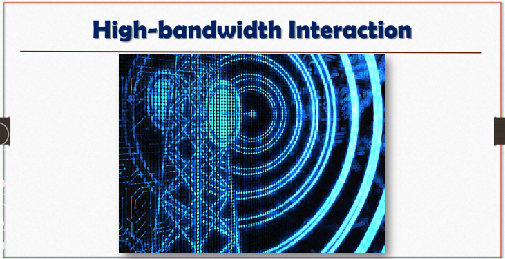 <p>The rate at which humans and machines interact will increase substantially due to the changes in speed, computer graphics, new media, and new input/output devices. This will lead to some qualitatively different interfaces, such as virtual reality or computational video.</p>