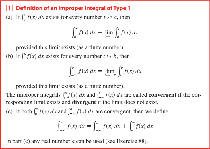 <p>Improper integrals of type 1</p>
