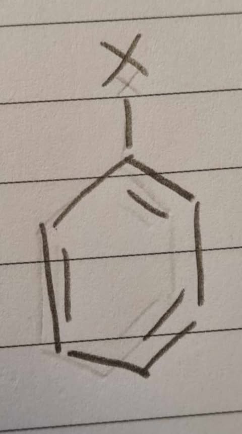 <p>Hvordan navngives benzenringe 1 substituent, hvor x = halogen, NO2, alkyl?</p>