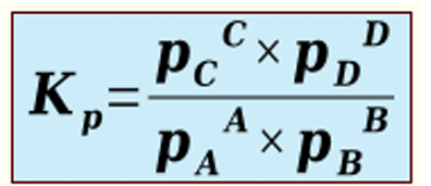 <p>equilibrium constant expressed as partial pressures. only used for reactions taking place completely in the gas phase</p>
