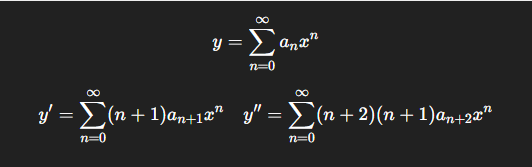 <p>Power series method for ODEs</p>