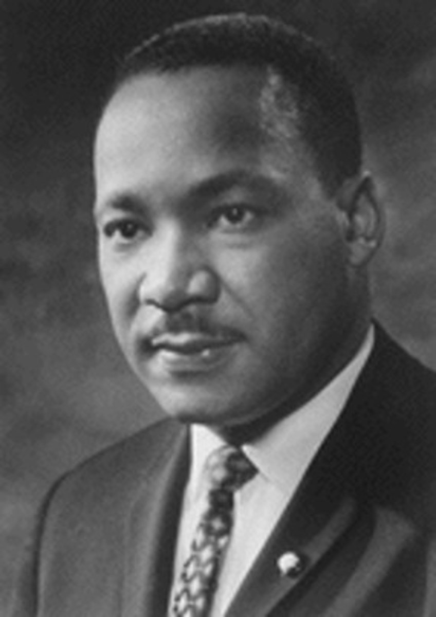 <p>leading African-American civil rights leader in the 1960s; following the practice of Gandhi, championed non-violence as a means of bringing about political change</p>