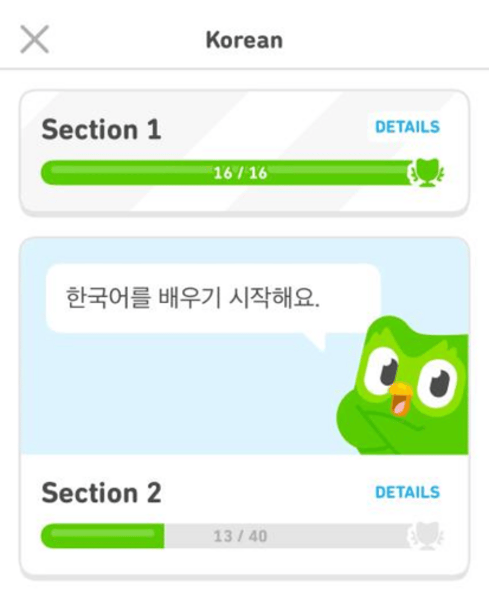 <p>It shows learners their progress through courses, motivating them to complete lessons.</p>